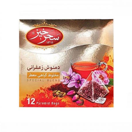 دمنوش مخلوط معطر زعفرانی سحرخیز بسته 12 عددی