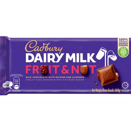 شکلات شیری با مغز بادام و کشمش Cadbury کدبری 160 گرم 