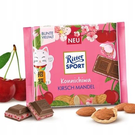 شکلات ریتر اسپرت Ritter Sport با مغز بادام و گیلاس 100 گرم