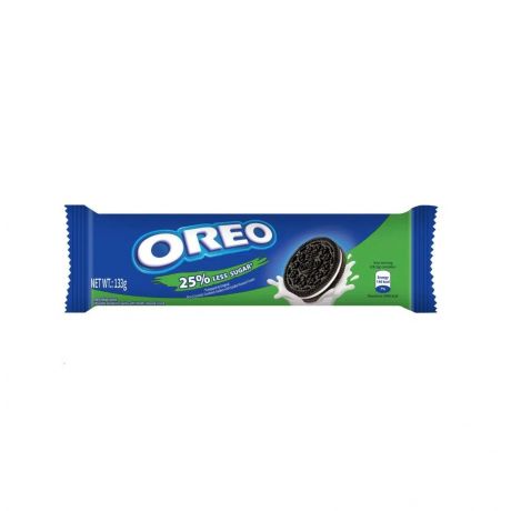 بیسکویت اورئو Oreo با 25 درصد قند کمتر با طعم کرم وانیلی 128 گرم