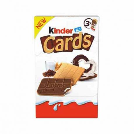 بیسکویت شیری کاکائویی کیندر کاردز Kinder Cards بسته 3 عددی