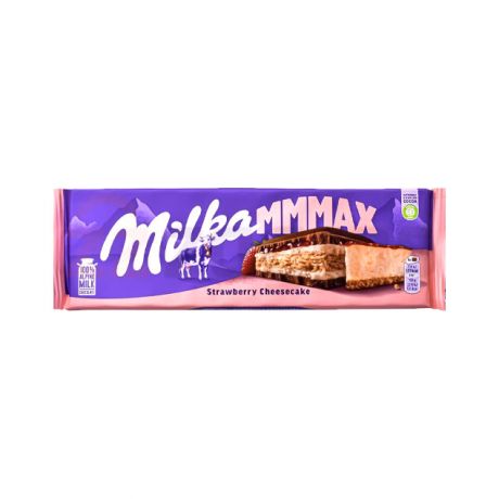 شکلات تابلت milka میلکا با مغز چیز کیک و توت فرنگی 300 گرم