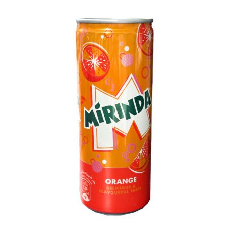 نوشابه گازدار قوطی پرتقالی میرندا Mirinda حجم 250 میلی لیتر