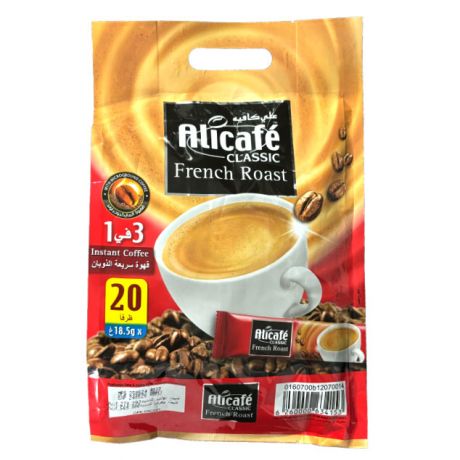 کافی میکس کلاسیک 3 در 1 علی کافه Alicafe مدل French Roast بسته 20 عددی 