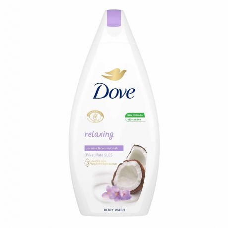 شامپو بدن (بدون سولفات) داو Dove مدل relaxing حاوی رایحه گل یاسمن و شیر نارگیل 500 میل