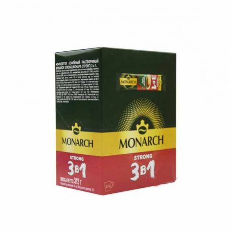 قهوه فوری 3 در 1 مونارچ Monarch مدل Strong بسته 24 عددی