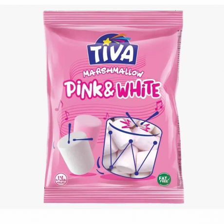 مارشمالو تیوا Tiva مدل Pink & White (بدون قند) 30 گرم