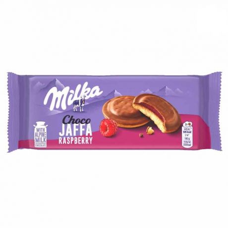 بیسکویت میلکا milka مدل Choco Jaffa Raspberry حجم 147 گرم