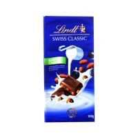 شکلات لینت Lindt کلاسیک سوئیس کشمش و فندق و بادام 100 گرم