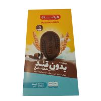 بیسکویت کاکائویی بدون قند با طعم شکلات تلخ فرخنده 195 گرمی 