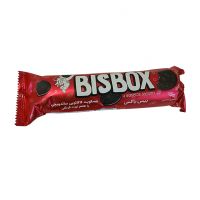 بیسکویت کاکائویی ساندویچی با طعم توت فرنگی BISBOX  زرکام 110 گرمی 
